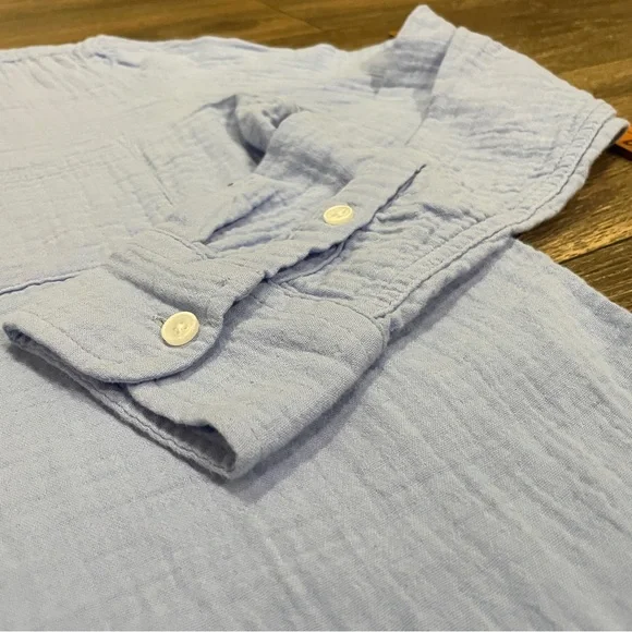 J.Crew Blue Cotton Gauze Button Down Shirt Size Small - Picture 10 of 11